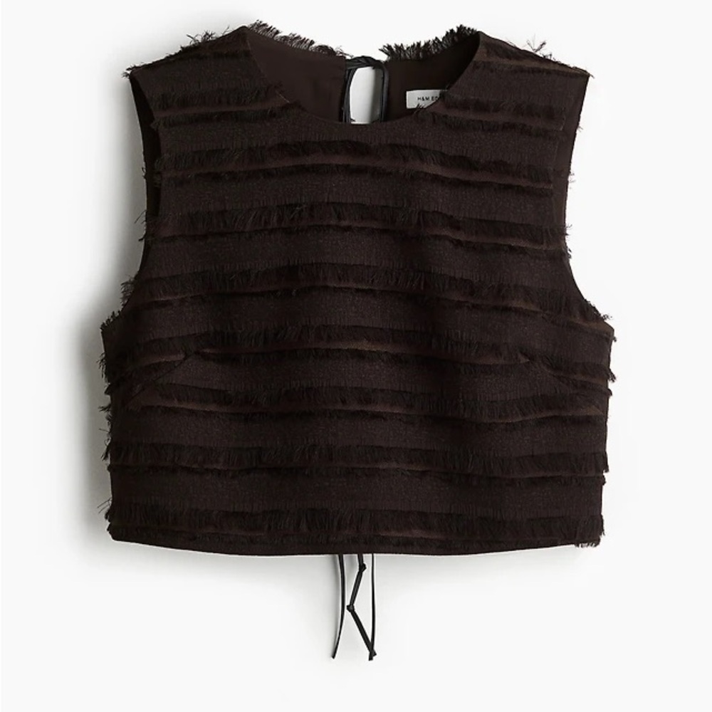 H&M Brown Textured Fringe Crop Top